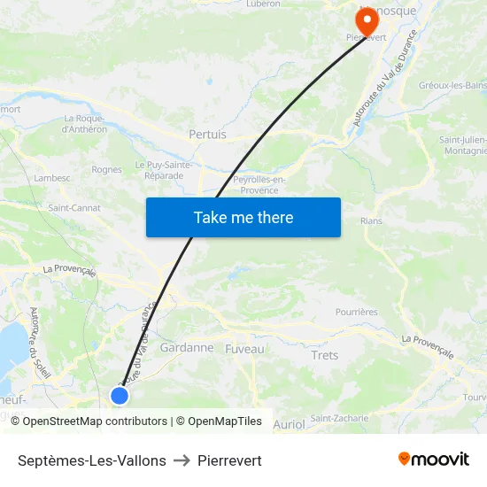 Septèmes-Les-Vallons to Pierrevert map