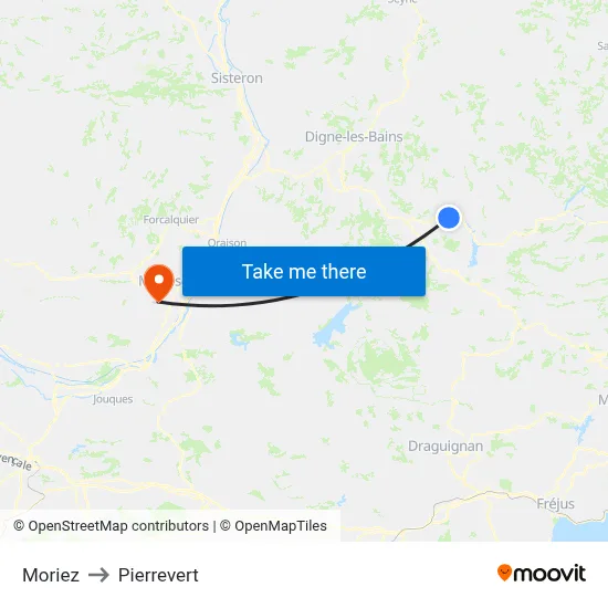Moriez to Pierrevert map