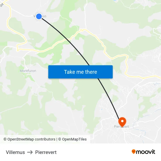 Villemus to Pierrevert map