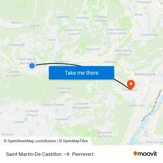 Saint-Martin-De-Castillon to Pierrevert map