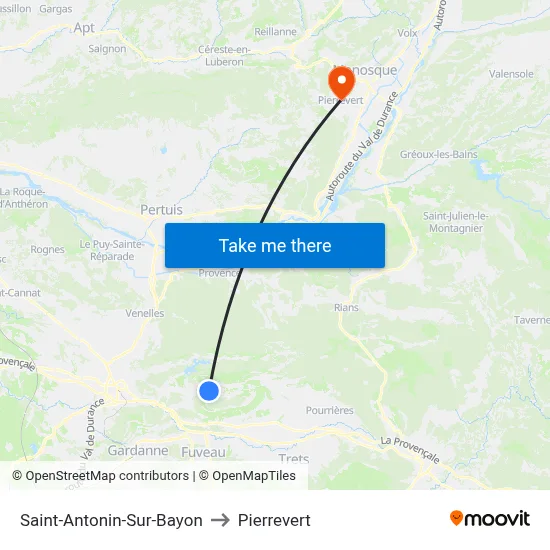 Saint-Antonin-Sur-Bayon to Pierrevert map
