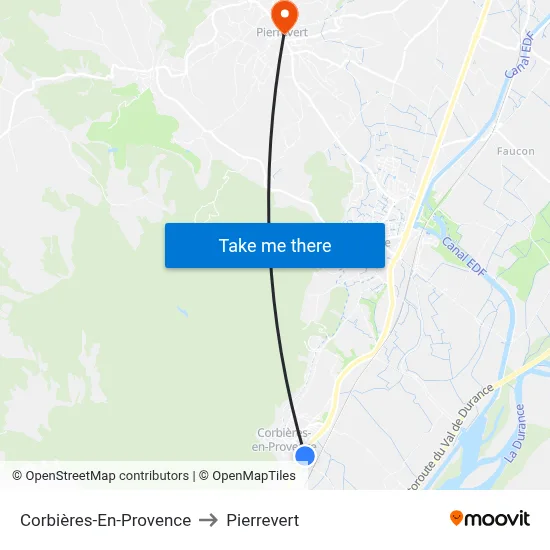 Corbières-En-Provence to Pierrevert map