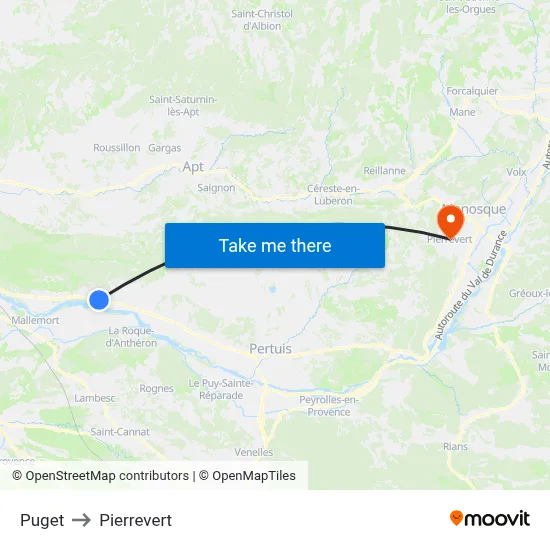 Puget to Pierrevert map
