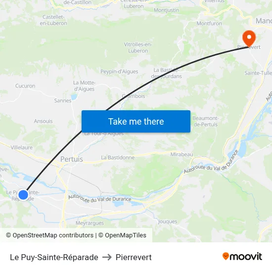 Le Puy-Sainte-Réparade to Pierrevert map