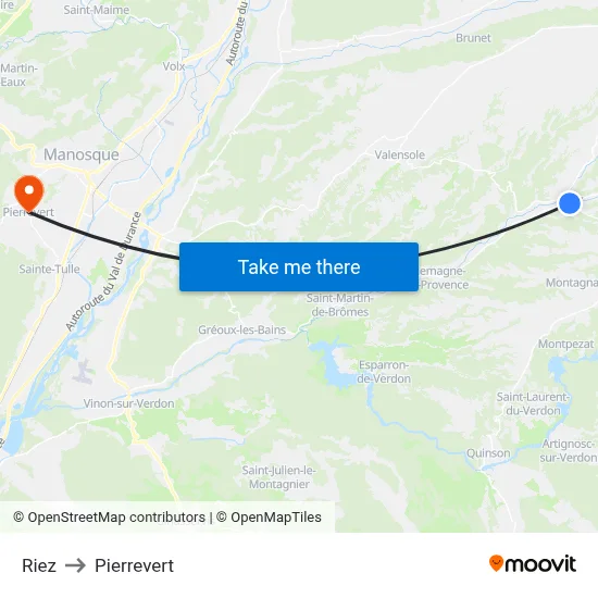 Riez to Pierrevert map