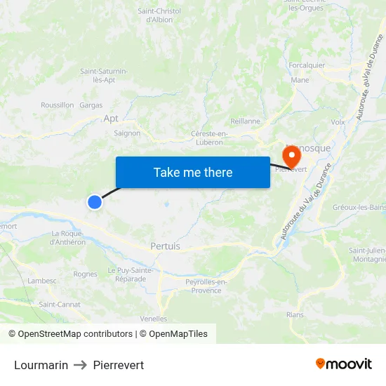 Lourmarin to Pierrevert map