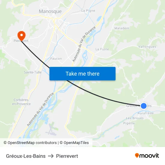 Gréoux-Les-Bains to Pierrevert map