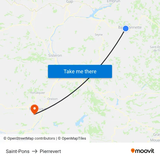 Saint-Pons to Pierrevert map