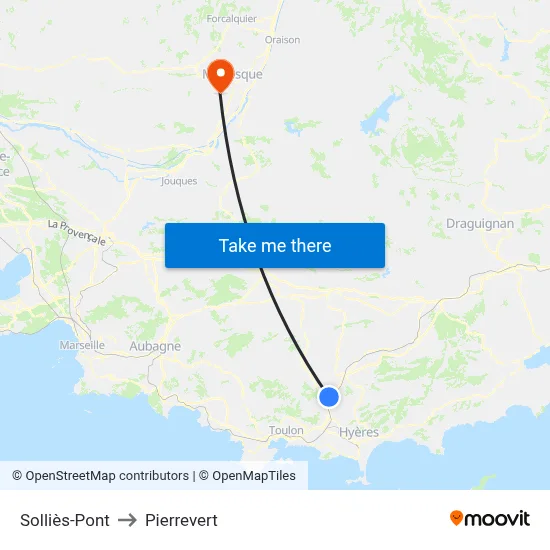 Solliès-Pont to Pierrevert map