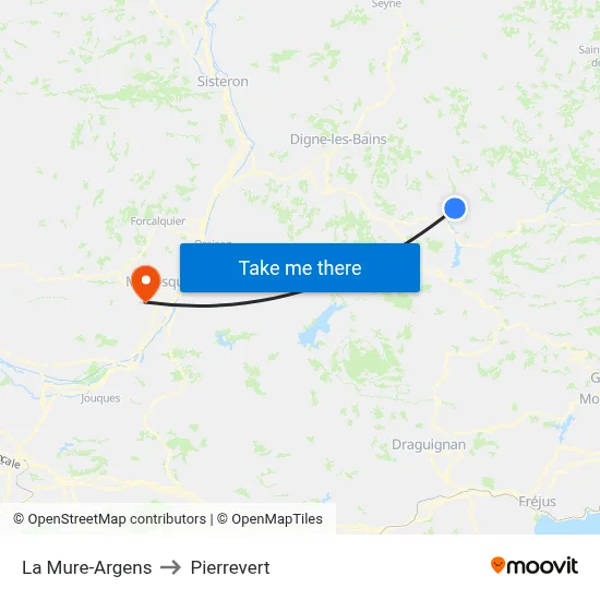 La Mure-Argens to Pierrevert map