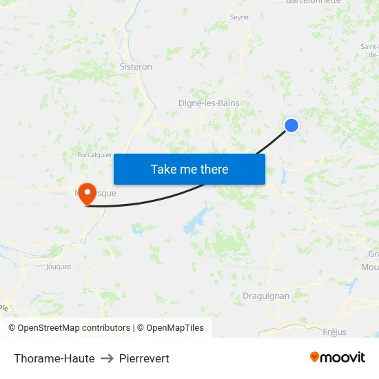 Thorame-Haute to Pierrevert map