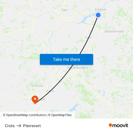 Crots to Pierrevert map