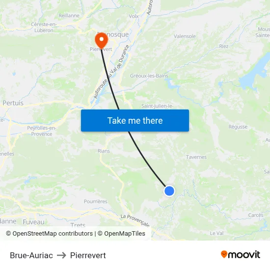 Brue-Auriac to Pierrevert map