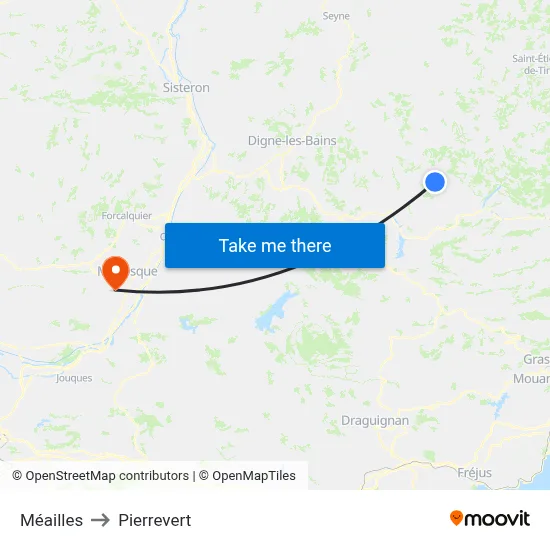 Méailles to Pierrevert map