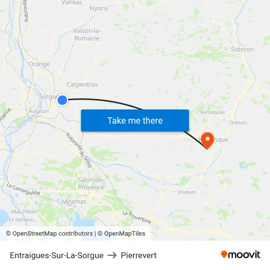 Entraigues-Sur-La-Sorgue to Pierrevert map