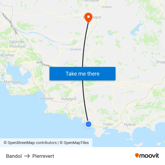Bandol to Pierrevert map