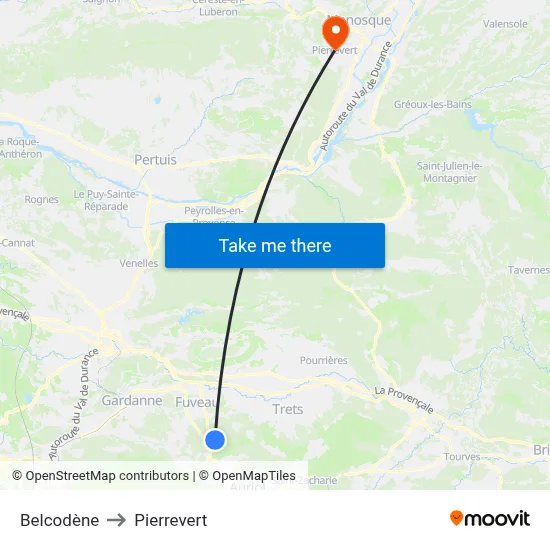 Belcodène to Pierrevert map
