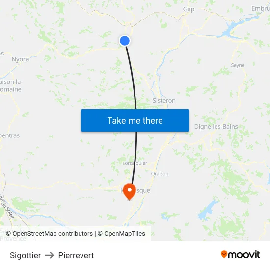 Sigottier to Pierrevert map