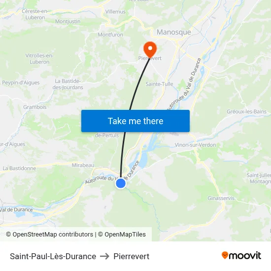 Saint-Paul-Lès-Durance to Pierrevert map