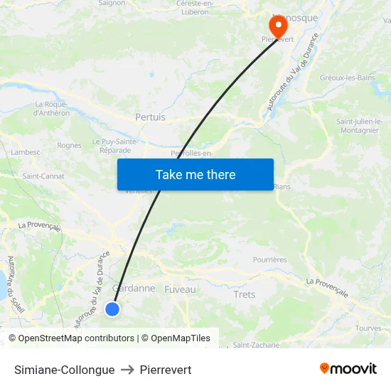 Simiane-Collongue to Pierrevert map