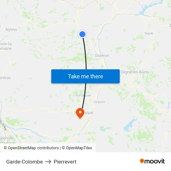 Garde-Colombe to Pierrevert map