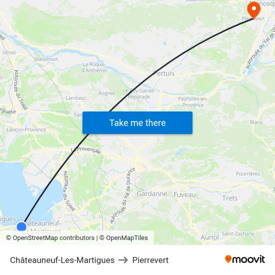 Châteauneuf-Les-Martigues to Pierrevert map
