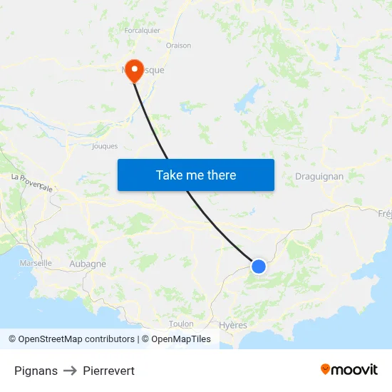 Pignans to Pierrevert map