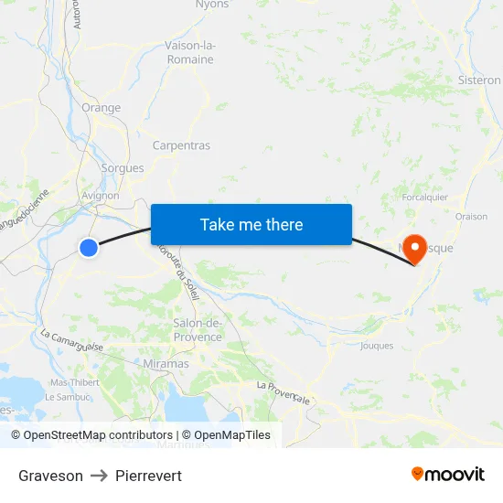 Graveson to Pierrevert map