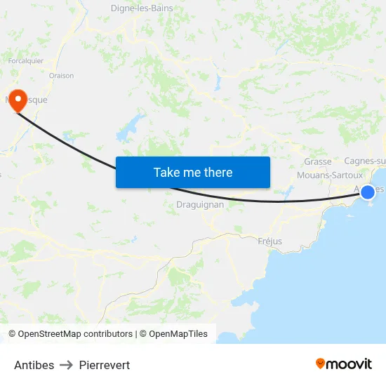 Antibes to Pierrevert map