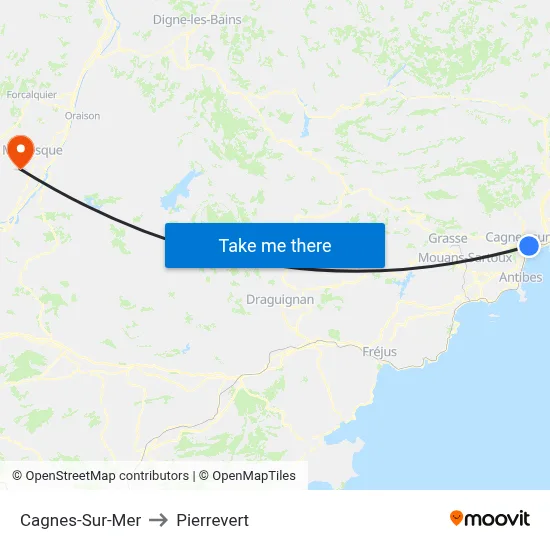 Cagnes-Sur-Mer to Pierrevert map