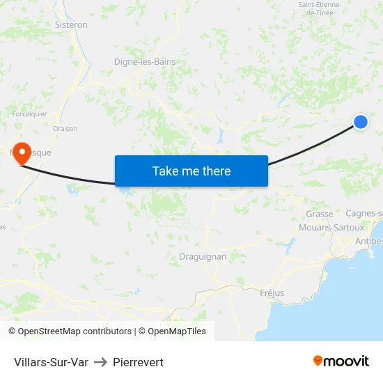 Villars-Sur-Var to Pierrevert map