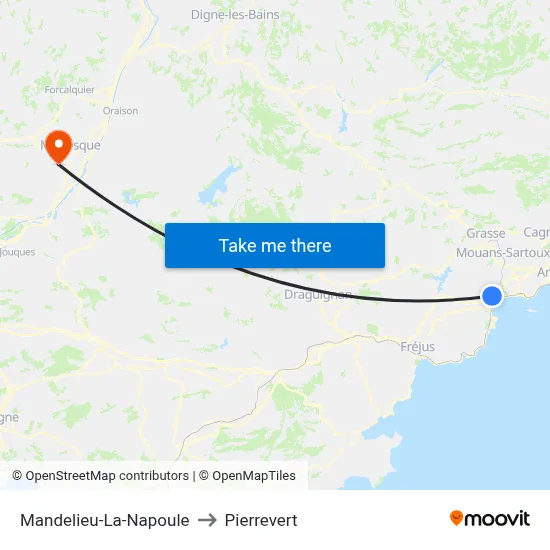 Mandelieu-La-Napoule to Pierrevert map