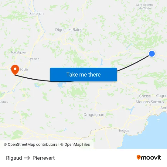 Rigaud to Pierrevert map