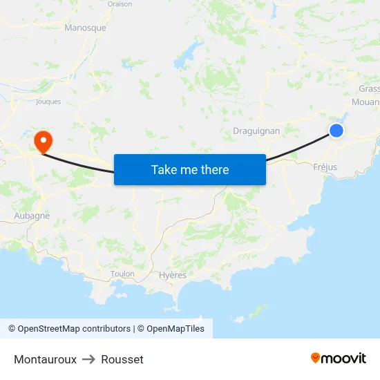 Montauroux to Rousset map