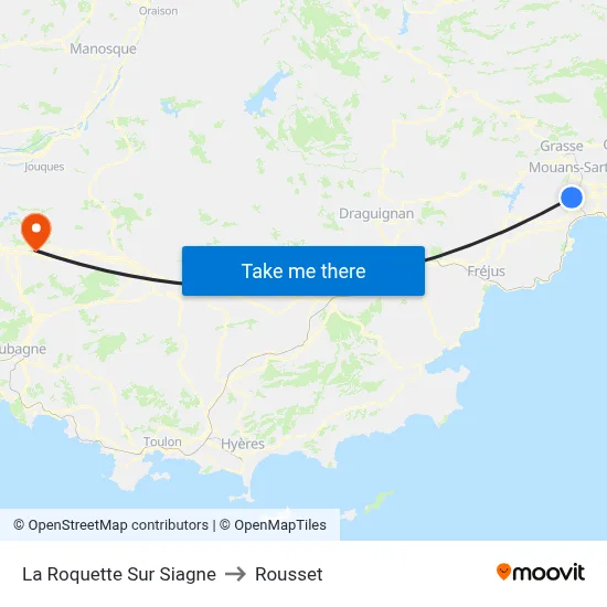 La Roquette Sur Siagne to Rousset map
