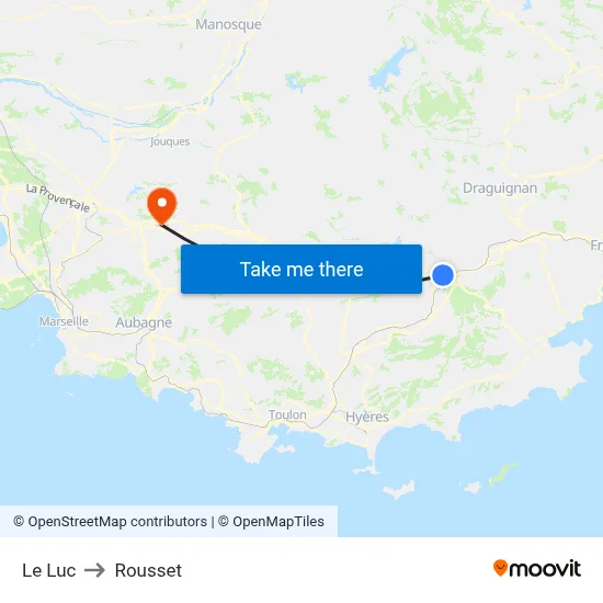 Le Luc to Rousset map