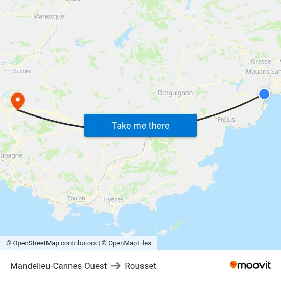Mandelieu-Cannes-Ouest to Rousset map