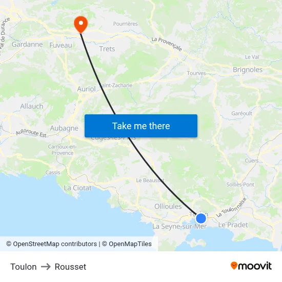 Toulon to Rousset map