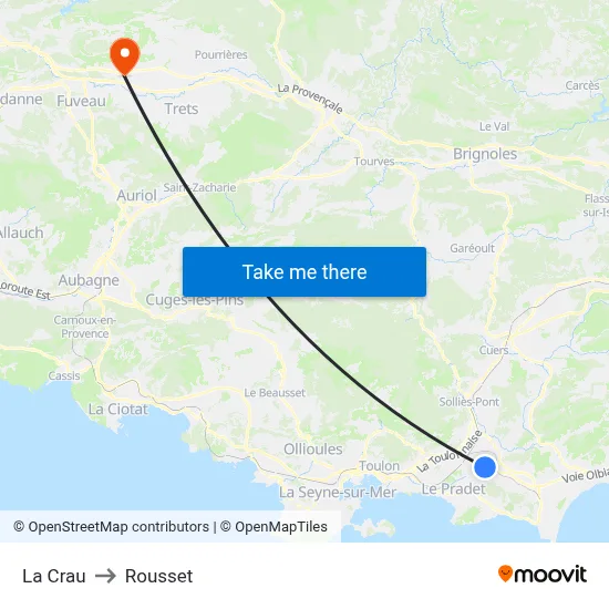 La Crau to Rousset map