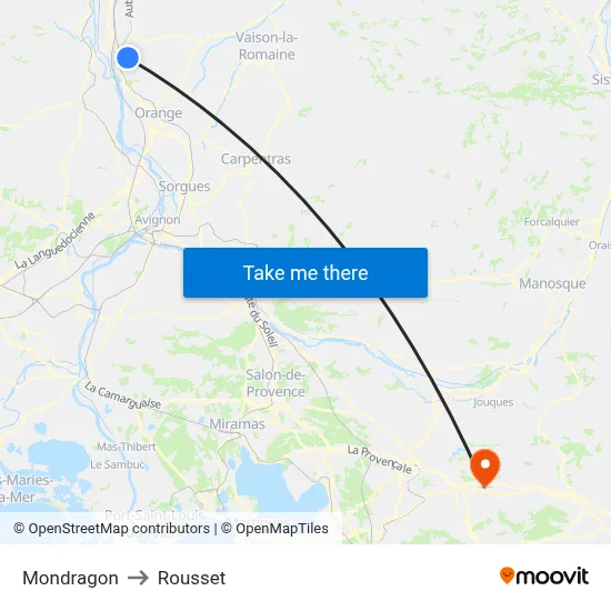 Mondragon to Rousset map