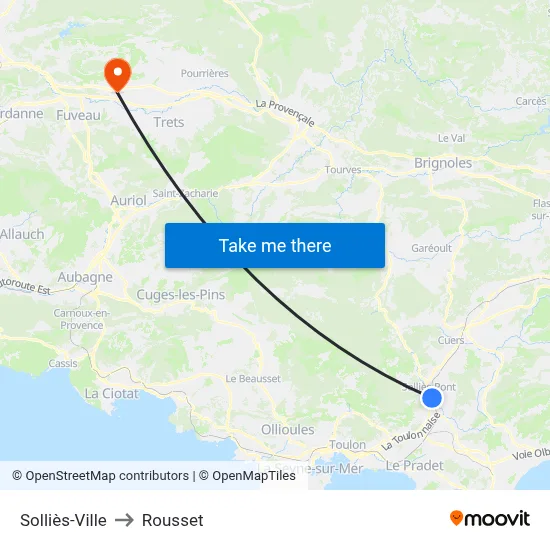 Solliès-Ville to Rousset map