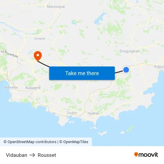 Vidauban to Rousset map