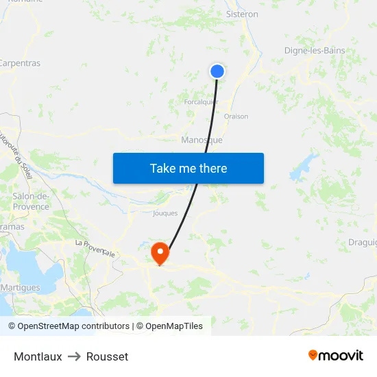 Montlaux to Rousset map