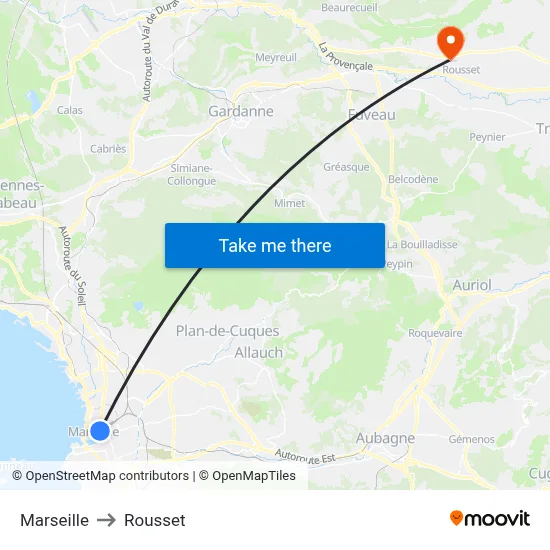 Marseille to Rousset map