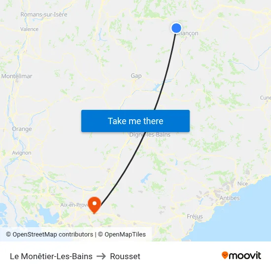 Le Monêtier-Les-Bains to Rousset map