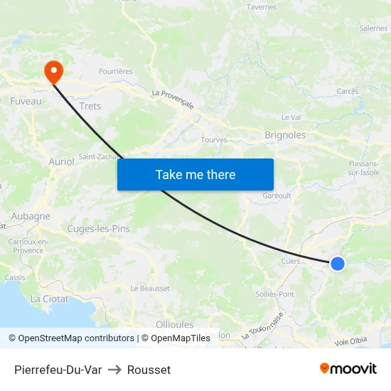 Pierrefeu-Du-Var to Rousset map