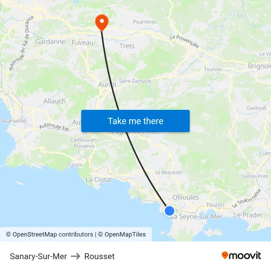 Sanary-Sur-Mer to Rousset map