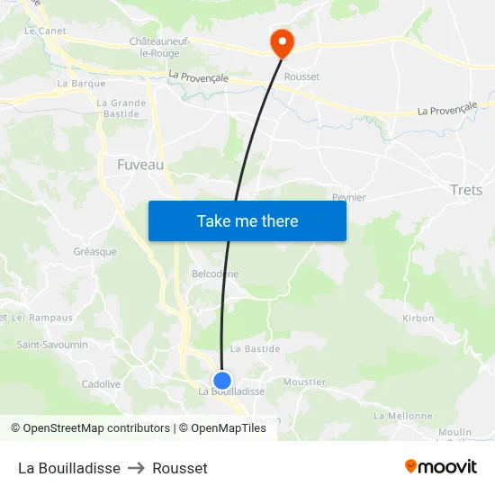 La Bouilladisse to Rousset map