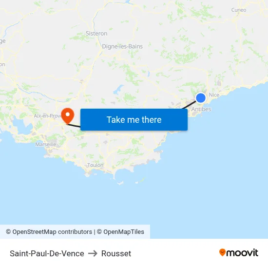 Saint-Paul-De-Vence to Rousset map