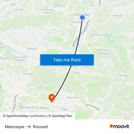 Manosque to Rousset map